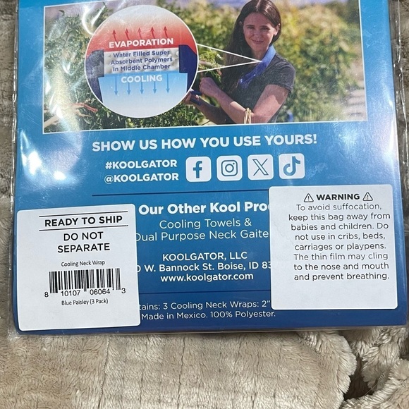 KOOLGATOR Evaporative Cooling Neck Wrap|Keep Cooling Accessories|3 pack|…​​ - Picture 4 of 4